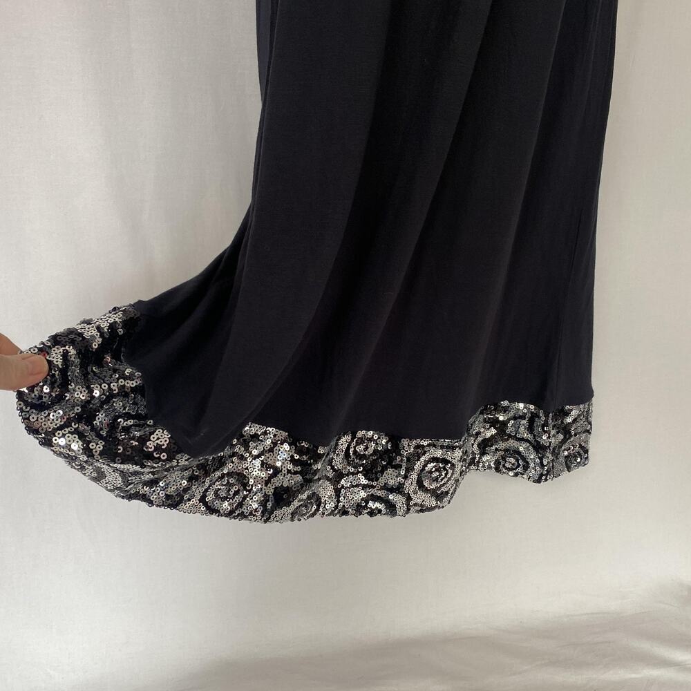 Cruise Wear Co Dress Womens XL Black Sequin Sleeveless Glam Resort Artsy Sheer - Picture 4 of 11